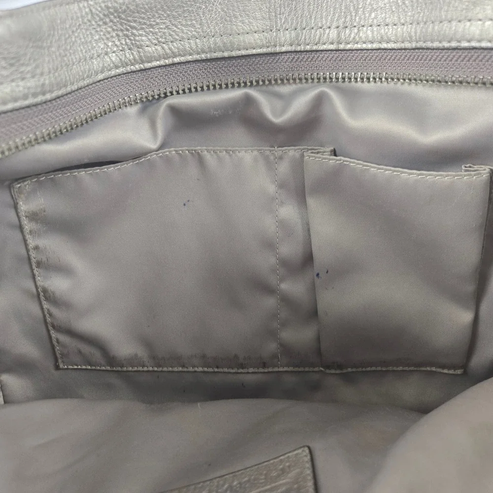 Coach Park Metro Tote Women Large Pewter Metallic Leather Purse - Picture 10 of 12